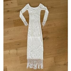 House of Harlow 1960 x Revolve - Rose Knit Midi Dress with Tassel Hem in White